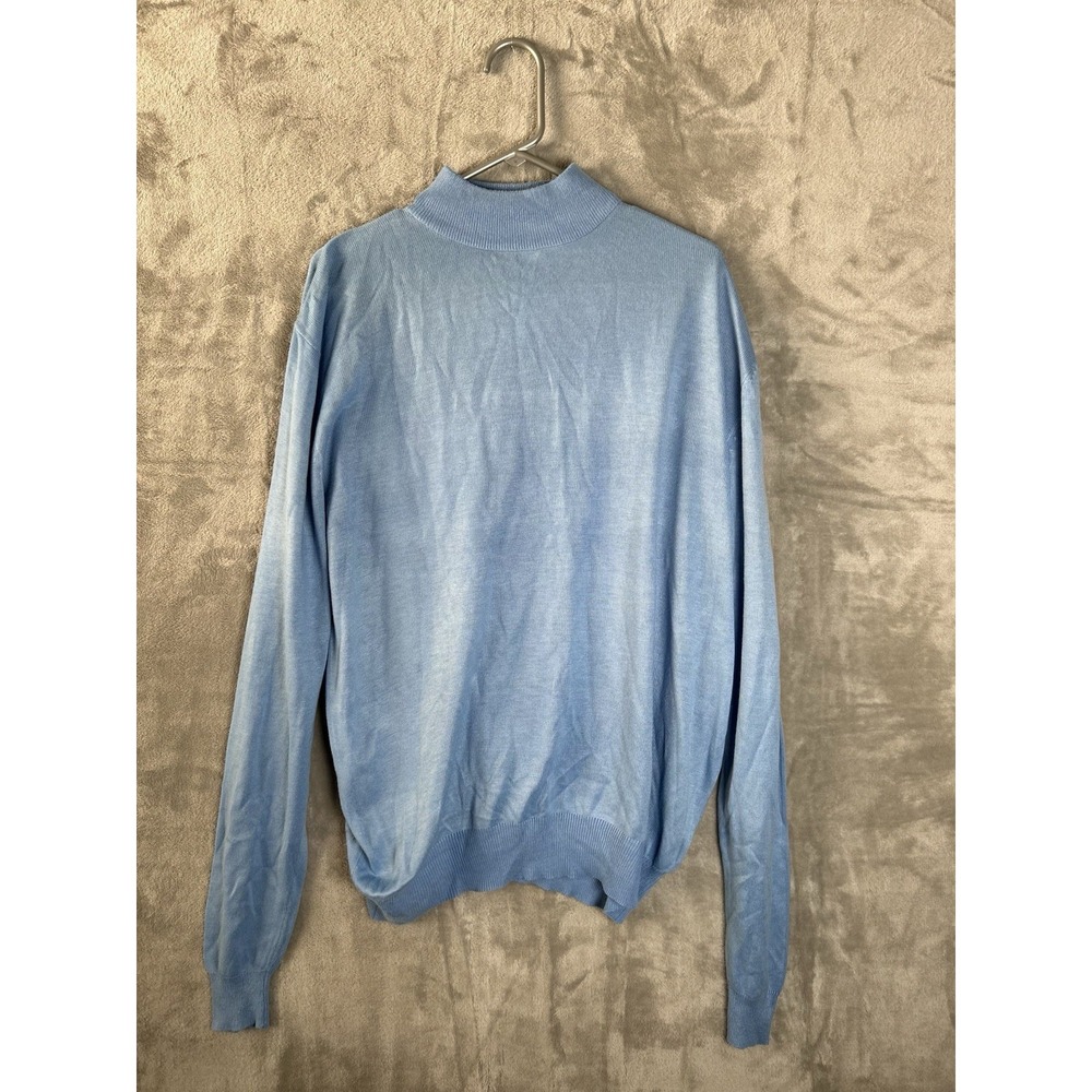 Bagazio Mens M Mock Neck Knit Sweater Pullover Light Blue Long Sleeve